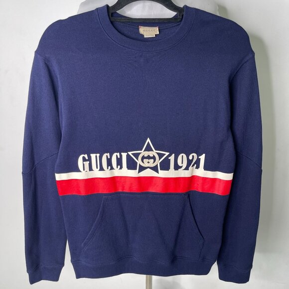 Gucci Kid's Blue Gucci 1921 100% Cotton Crewneck Sweatshirt Size 12 - Picture 1 of 8